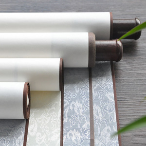 卷轴空白挂轴宣纸书法写纸四尺四开手工高档绫布装裱材料批发国画