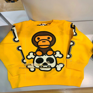 日本潮牌bape童装小猴子夜光骨头卫衣春秋男女儿童加绒套头衫套装