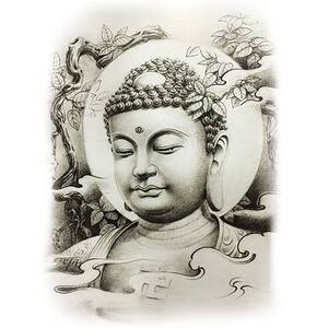 【买一送一】 新款佛祖佛头观音纹身贴防水男 防水花臂女纹身贴纸