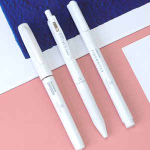 日本zebra斑马国誉白金限定合作款三方联名简约白杆稀有钢笔f尖