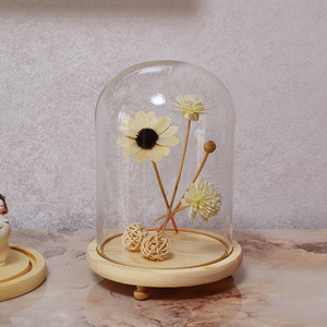 热卖永生花玻璃罩直径15厘米现代简约创意手模装饰品摆件透明防尘