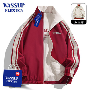 WASSUP ELEXIS两面穿夹克外套男士2024春秋季美式潮牌宽松棒球服