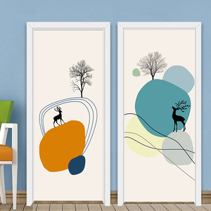 简约门贴纸翻新整张自粘环保衣柜玻璃门壁纸装饰防水卫生间门贴画