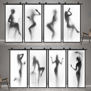 现代简约黑白性感美女装饰魅影人体艺术门贴纸整张浴室玻璃贴防水