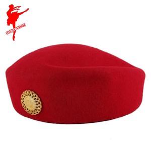 红舞鞋舞蹈服装道具用品鸭舌帽子贝雷帽大红礼仪休闲儿童练功帽