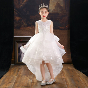前短后长播音主持比赛服装儿童生日宴公主礼裙小女孩钢琴唱歌演出