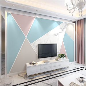 电视背景墙壁纸8d立体客厅现代简约5d影视墙布3d北欧几何色块墙纸