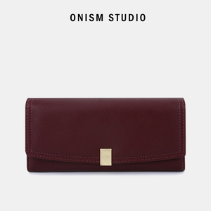 ONISM.STUDIO钱包女深色长款三折2024新款韩版小众设计手拿零钱包