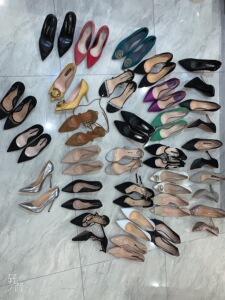 3双装二手旧女生高跟鞋盲盒闲置网红同款尖头细跟平底坡跟鞋性感