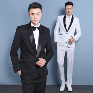 西装套装男士影楼拍照服装演出主持司仪礼服新郎伴郎结婚西服修身