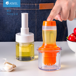 ASVEL油刷带瓶油瓶 日本烙饼油壶带刷子一体食品级硅胶刷油壶刷子
