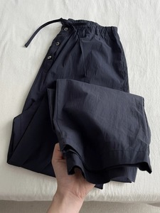 韩国Brunch东大门2024年夏季新款蓝色休闲裤小个子高腰日式宽松女