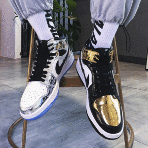 aj男鞋正品官网空军一号运动莆田aj1倒钩夏季高帮鞋学生金色解构