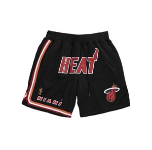 热火短裤复古刺绣口袋休闲裤潮流五分裤透气nba美式篮球短裤男女