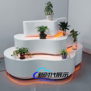 异形展台展厅科技感中岛柜多层体验台创意发光展示柜定制烤漆摆台