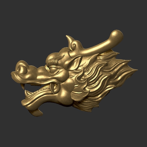 龙头圆雕立体图玉雕石雕stl文件模型