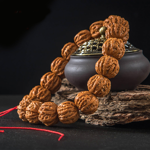 贝勒文玩收藏版 戒台寺龙脊 粗筋磨盘京巴棱 黄皮火焰纹手持手串