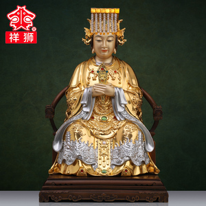 全铜妈祖掐丝贴金佛像摆件神像家用室内供奉纯铜坐像仙家工艺品