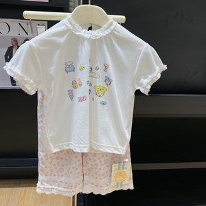 女童T恤儿童短袖印花上衣碎花裤套装夏季新款女宝韩版洋气夏装