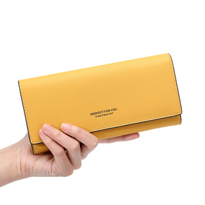 黄色钱包韩版招财女式长款钱夹大容量简约小众设计潮折叠青年银包