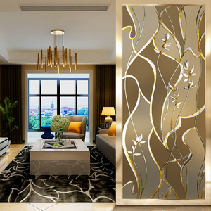 精品促销艺术玻璃屏风隔断雕花双面磨砂入门玄关背景墙现代简约图