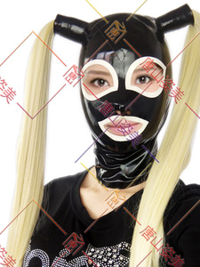 唐山姿美 乳胶衣 男女 乳胶头套双马尾假发 cd变装 cosplay 定制