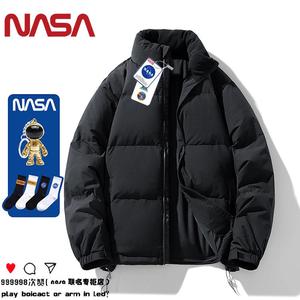 NASA联名纯色羽绒服男宽松立领外套男女同款白鸭绒冬季保暖面包服