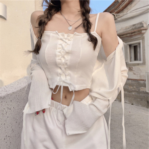 奶辣妹风抹胸吊带内搭背心女夏装设计感小众外穿性感露脐短款上衣