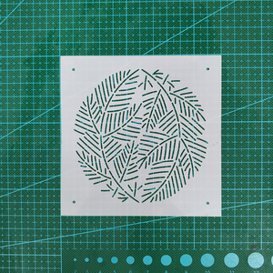 刺子绣画图尺子刺子绣模板松枝图案杯垫茶垫装饰刺绣图案描图工具