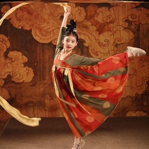 幼儿园古装女童胭脂妆演出服中国风女童古筝表演服丽人行舞蹈服装