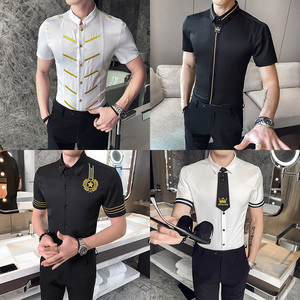 夏季酒店ktv夜场少爷服装男短袖衬衫dj酒吧夜总会服务员工作制服