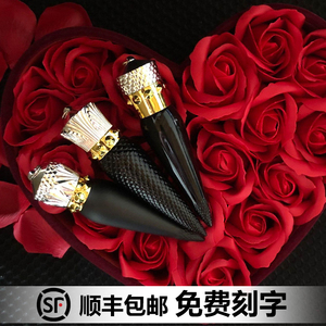 正品christian louboutin cl口红萝卜丁女王权杖黑管口红001m刻字
