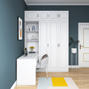 00巴五阁旗舰店天猫书桌衣柜一体组合转角小户型儿童卧室实木书柜加