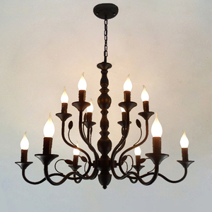 欧式双层铁艺蜡烛吊灯美式客厅餐厅吊灯服装店简约个性卧室灯具