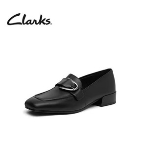 Clarks其乐女鞋2022年春季新款潮流简约复古方跟乐福鞋搭扣单鞋女