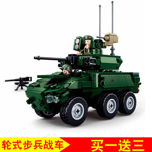 兼容乐高特种兵装甲车轮式步兵战车陆军空降突击车男孩子拼装积木
