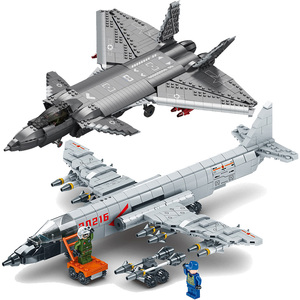 中国空军轰6k战略轰炸机拼装模型兼容乐高军事战斗飞机喷气机玩具