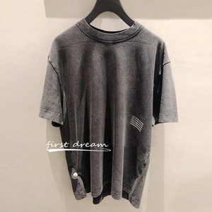 alexander wang/亚历山大王 20ss 做旧字母logo 圆领短袖男 t恤女