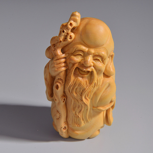 小叶黄杨木雕刻实木制工艺品手把件摆件文玩挂件寿星饰品手工