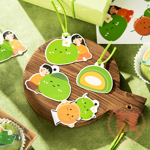 青团清明果装饰吊卡挂牌diy手工卡片吊牌贺卡包装便当雪媚娘围边