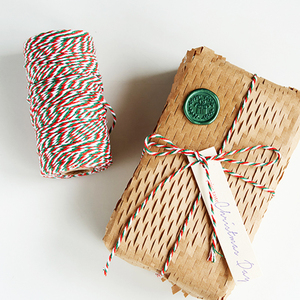 圣诞节棉绳彩色装饰丝带红绿绑带蝴蝶结编织包装带烘焙diy绳子彤