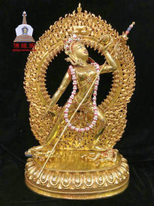 尼泊尔高档全鎏金艺术品 那洛空行母像 卡雀玛 释迦族工艺 高60cm