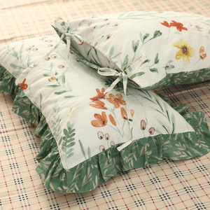 韩式花边信封枕套 绑带枕套纯棉全棉枕头套成人一对单四季定制