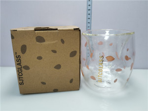 猫爪杯双层隔热耐热玻璃杯带包装出口外贸熊掌立体水杯创意可爱