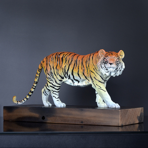 纯铜老虎摆件虎虎生威仿真老虎工艺品彩绘虎啸山河书房摆件生肖虎