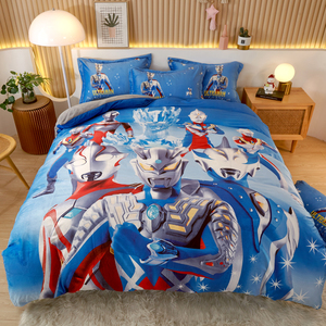 奥特曼牛奶绒四件套冬季水晶绒儿童床品男孩赛罗加绒保暖床单被套