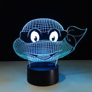 淘宝新款卡通忍者神龟头像个性创意3d灯 led视觉立体灯 3d小夜灯装饰