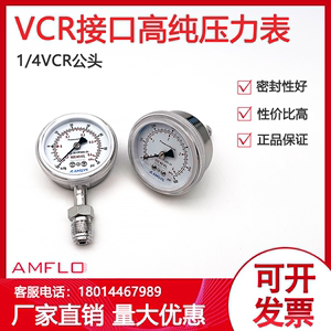 1/4VCR压力表减压阀用洁净高纯气体压力表EP级高纯压力表替代进口