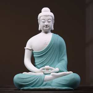 释迦摩尼佛像陶瓷大日如来佛祖玄关摆件新中式禅意工艺品客厅桌面