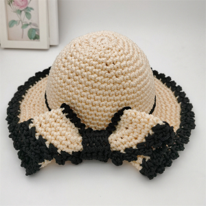 手工diy编织粗冰丝线帽子儿童夏凉帽成人渔夫帽遮阳防晒防风钩针